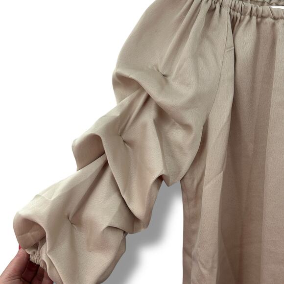 MSK Champage Gold Off The Shoulder ruched Blouse XL Formal Satin Gathered Top - Picture 6 of 10